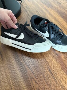 Nike Black & White Platform Tennis-Style Sneakers